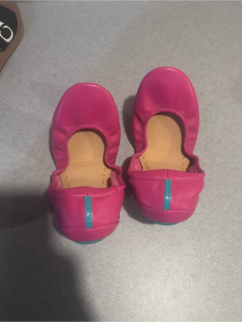 Tieks Hot Pink Foldable Ballet Flats with Teal Accent